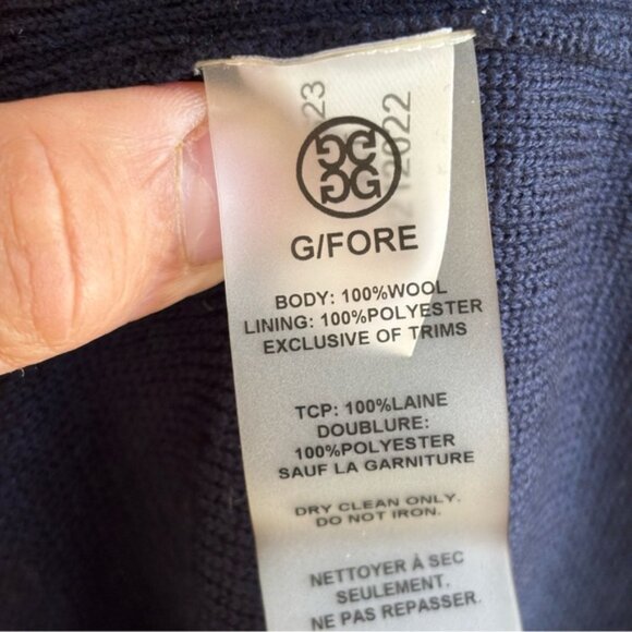 G/FORE Navy Blue Merino Wool Tech-Lined Dunes 1/4 Zip Vest NWT Men’s M Tailored - Picture 9 of 11